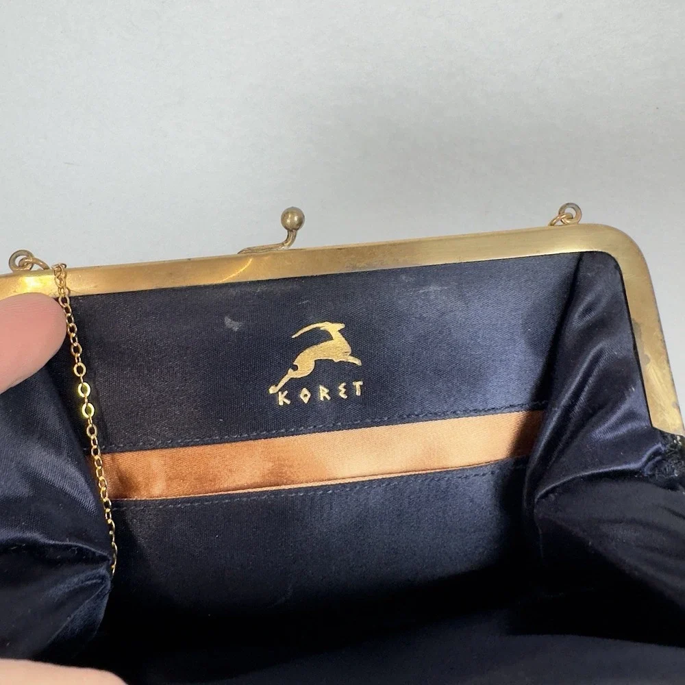 VTG 50s Koret Evening Purse + Coin Purse Julius Garfinckel DC Purple + Gold Trim